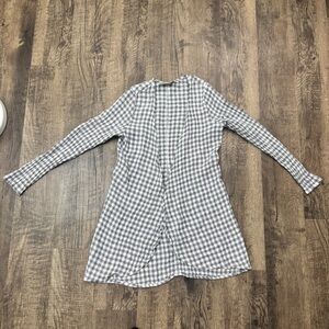 Goddess Gear Linen Gray Checkered Cardigan